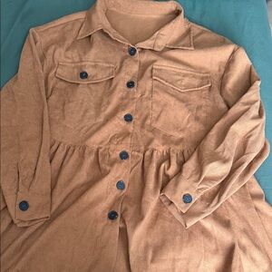 Tan Button-Up Shirt Dress